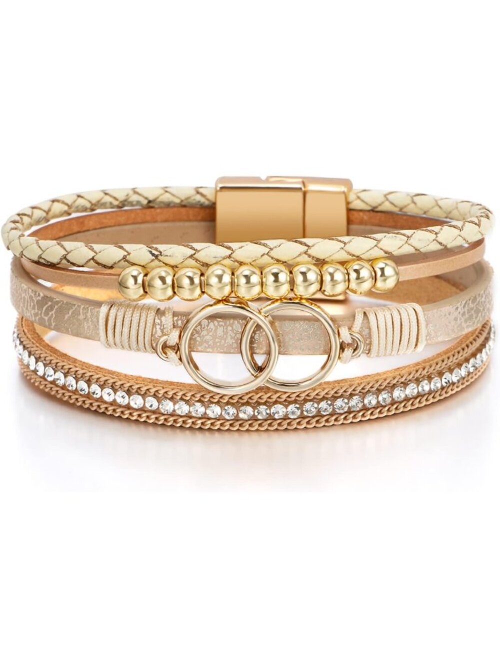 Boho Leather Wrap Bracelet for Women | Stackable Cuff Jewelry, Easy-On Clasp